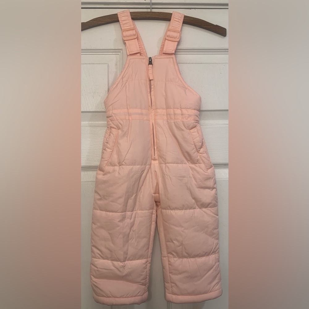 Infant Steve Madden Pink 18 months Ski Bib Overalls Velcro Shoulder Straps